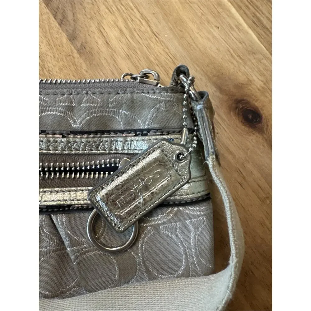 Coach Poppy Metallic Silver & Gold Signature C Crossbody Bag Authentic PROJECT